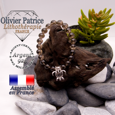 Bracelet quartz fumé et sa cage tortue en argent 925