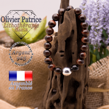 Bracelet œil de taureau en argent 925 - 10 mm