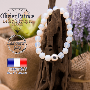 Bracelet opale et sa boule en argent 925 - 10 mm