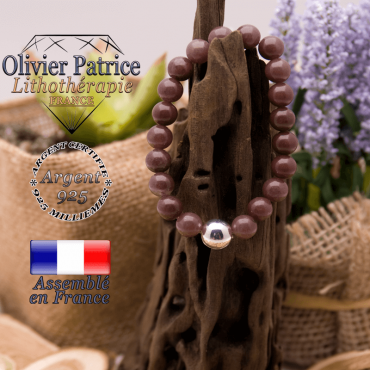 Bracelet de quartz vin et sa boule en argent 925 - 10 mm