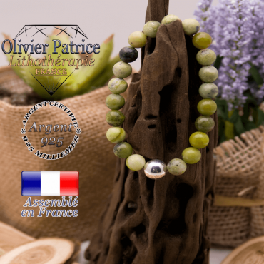 Bracelet turquoise africaine et boule argent 925 - 10 mm