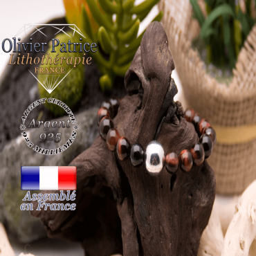 Bracelet œil de taureau en argent 925 - 12 mm