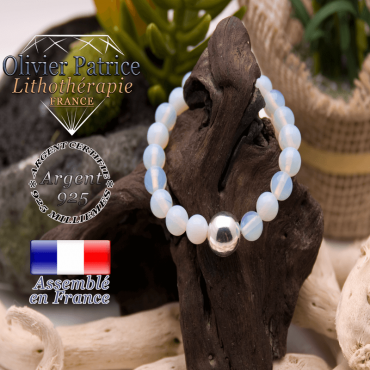 Bracelet opale et sa boule en argent 925 - 12 mm