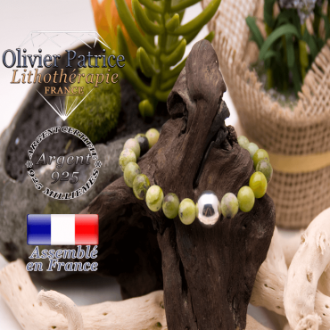 Bracelet turquoise africaine et boule argent 925 - 12 mm