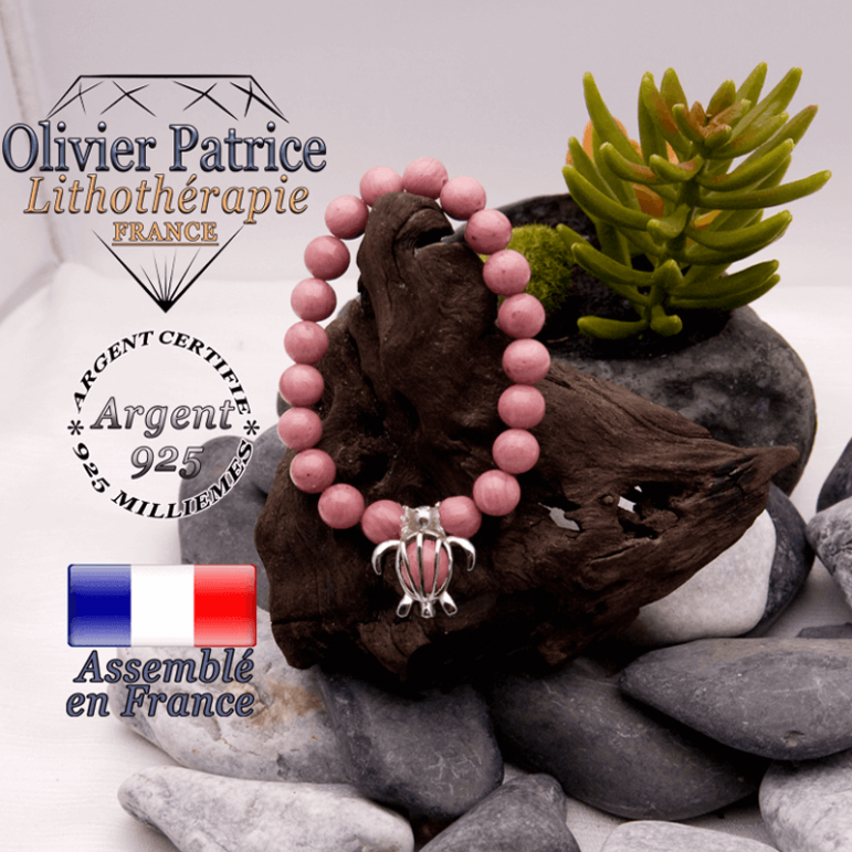 Bracelet rhodochrosite et cage tortue argent 925