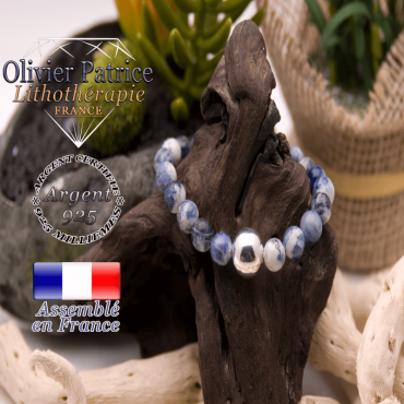 Bracelet de sodalite et sa boule en argent 925 - 12 mm