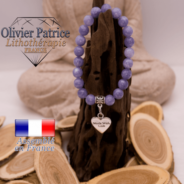 Bracelet angélite charms coeur en alliage