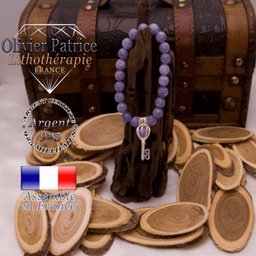 Bracelet angélite cage clé en argent 925