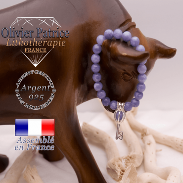 Bracelet angélite cage clé en argent 925