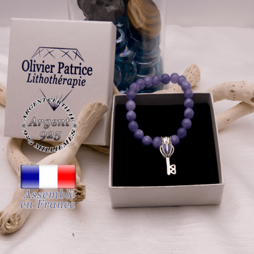 Bracelet angélite cage clé en argent 925