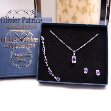 Parure améthyste en argent 925 - 3 pièces