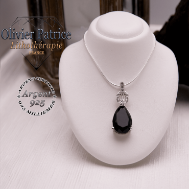 Pendentif de la Parure Onyx pendentif et boucles d'oreilles en argent 925