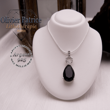 Pendentif de la Parure Onyx pendentif et boucles d'oreilles en argent 925