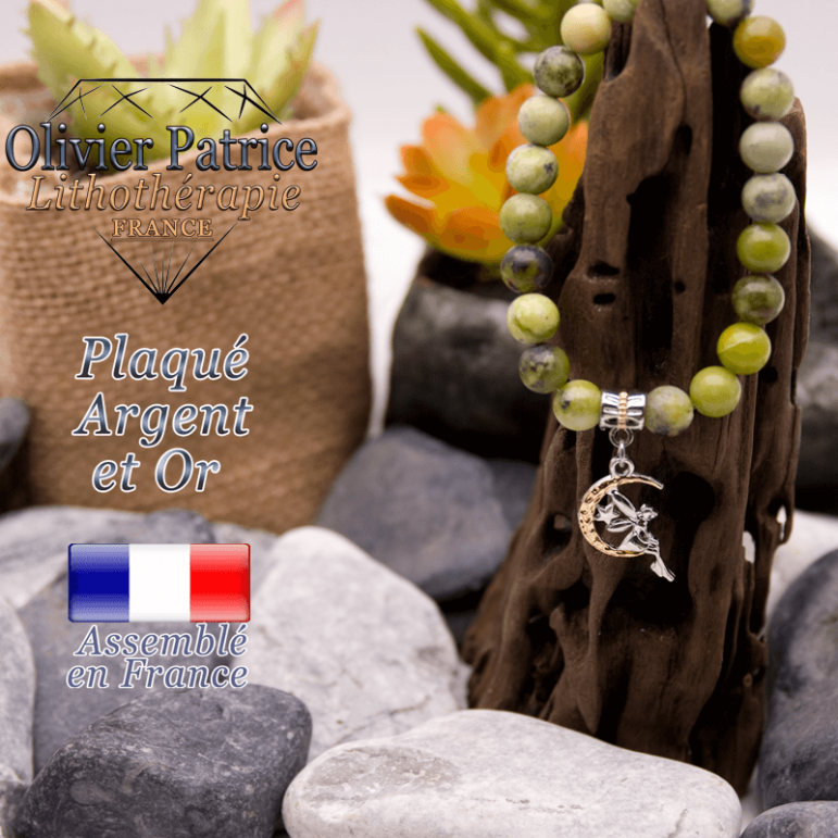 Bracelet turquoise africaine charms lune plaqué or argent