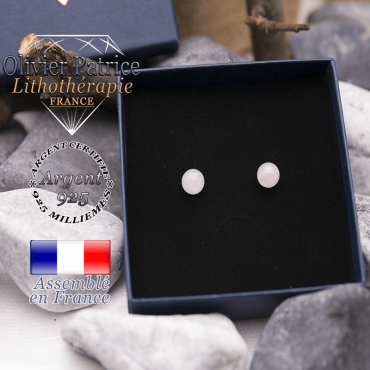 Boucles d'oreilles quartz rose en argent 925 dans leur écrin