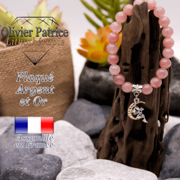 Bracelet quartz fraise charms fée plaqué or-argent