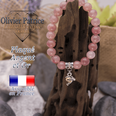 Bracelet quartz fraise charms dauphin plaqué or-argent
