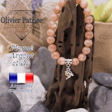 Bracelet pierre de soleil charms dauphin plaqué or-argent