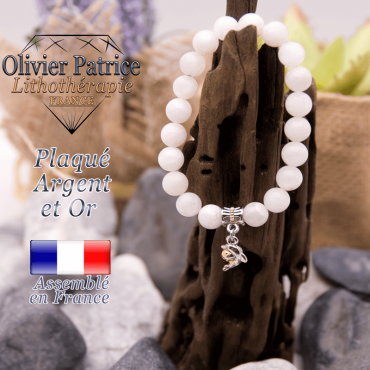 Bracelet pierre de lune charms dauphin plaqué or-argent