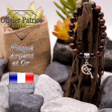 Bracelet oeil de taureau charms fée plaqué or-argent