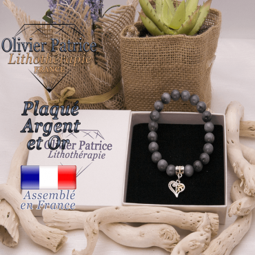 Bracelet pierre d'aigle charms coeur plaqué or-argent