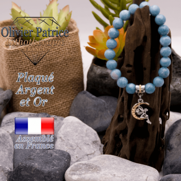 Bracelet larimar charms fée plaqué or-argent