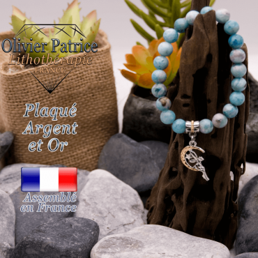 Bracelet hémimorphite charms fée plaqué or-argent