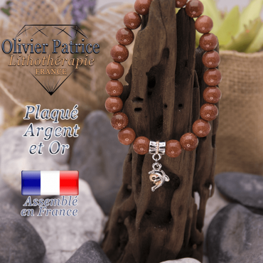 Bracelet goldstone charms dauphin plaqué or-argent