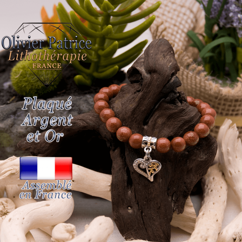 Bracelet goldstone charms coeur plaqué or-argent