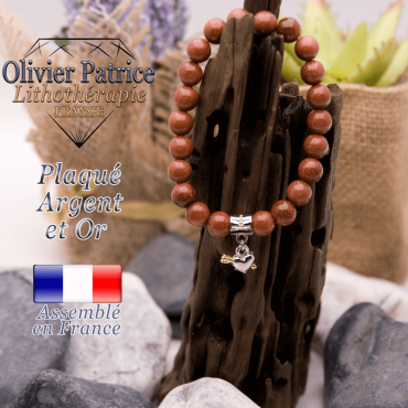 Bracelet goldstone charms coeur avec fleche plaqué or-argent