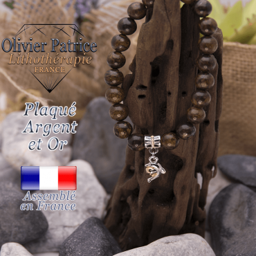Bracelet bronzite charms dauphin plaqué or-argent