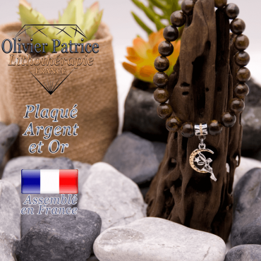Bracelet bronzite charms fée plaqué or-argent