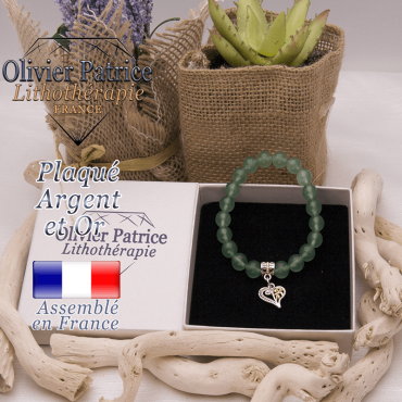 Bracelet aventurine charms coeur plaqué or-argent