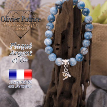 Bracelet apatite charms dauphin plaqué or-argent