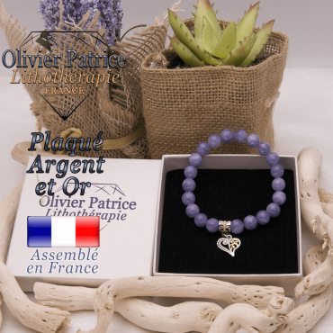 Bracelet angélite charms coeur plaqué or-argent