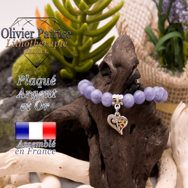 Bracelet angélite charms coeur plaqué or-argent