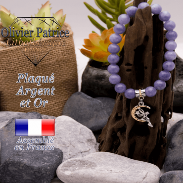 Bracelet angélite charms fée plaqué or-argent