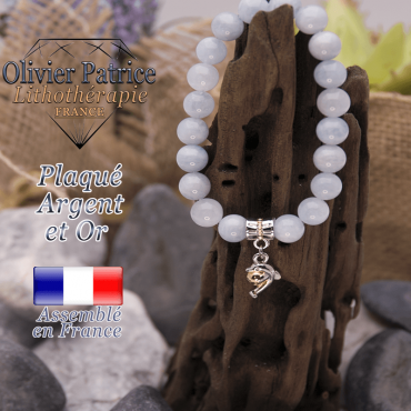 Bracelet aigue marine charms dauphin plaqué or-argent