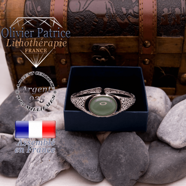 Bracelet toile d'araignée aventurine ouvert en argent 925