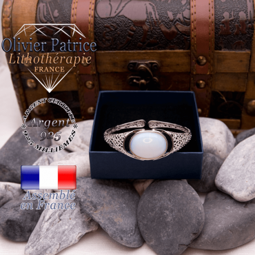 Bracelet toile d'araignée opale ouvert en argent 925