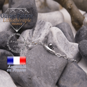 Bracelet hématite en forme d'oeil en argent 925