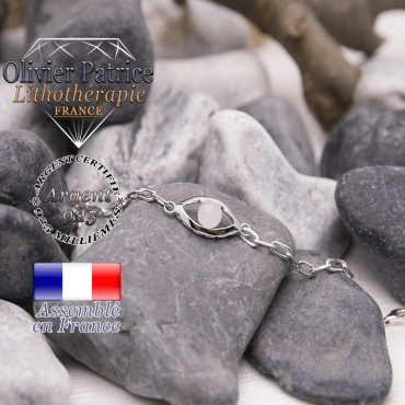 Bracelet quartz rose en forme d'oeil en argent 925