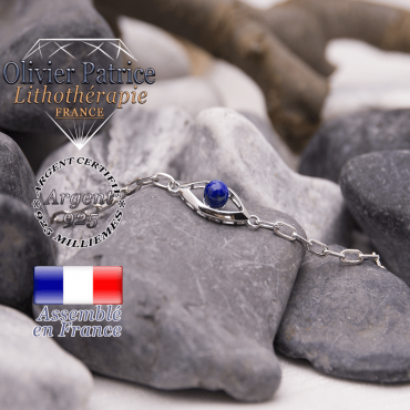 Bracelet sodalite en forme d'oeil en argent 925