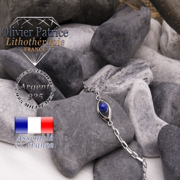 Bracelet sodalite en forme d'oeil en argent 925
