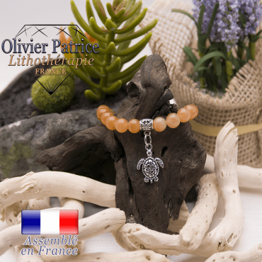 Bracelet aventurine orange et son charms tortue en alliage