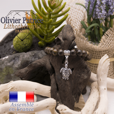 Bracelet bronzite et son charms tortue en alliage