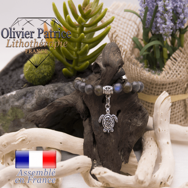 Bracelet de labradorite et son charms tortue en alliage