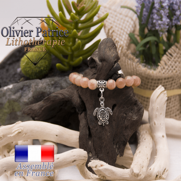 Bracelet pierre de soleil et son charms tortue en alliage