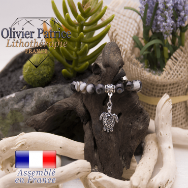 Bracelet sardonyx et son charms tortue en alliage