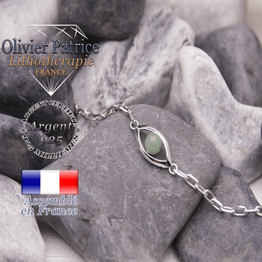 Bracelet aventurine en forme d'oeil en argent 925